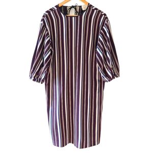 Alysi Creme Bohemian Casual Striped Midi Women's Dress Size 8